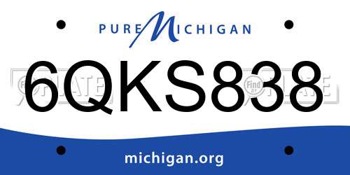 6QKS838 Michigan License Plate