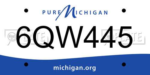 6QW445 Michigan License Plate