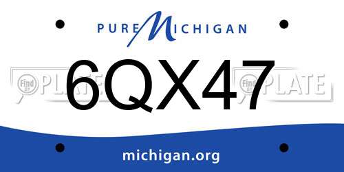6QX47 Michigan License Plate