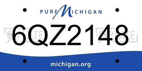 6QZ2148 Michigan License Plate