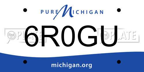 6R0GU Michigan License Plate
