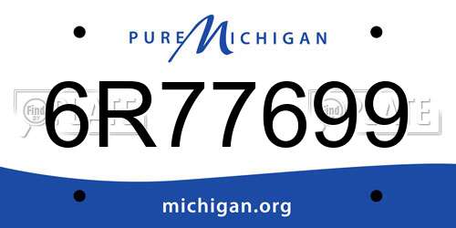 6R77699 Michigan License Plate