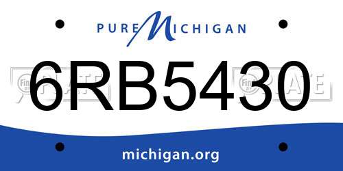 6RB5430 Michigan License Plate