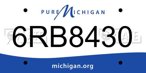 6RB8430 Michigan License Plate