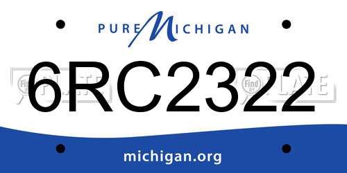 6RC2322 Michigan License Plate