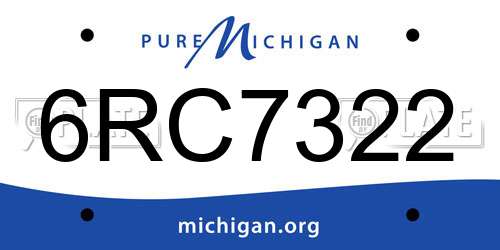 6RC7322 Michigan License Plate