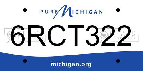6RCT322 Michigan License Plate