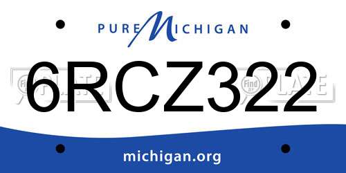 6RCZ322 Michigan License Plate