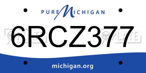 6RCZ377 Michigan License Plate