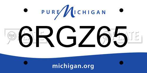 6RGZ65 Michigan License Plate