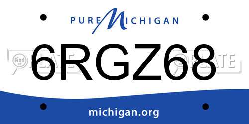 6RGZ68 Michigan License Plate