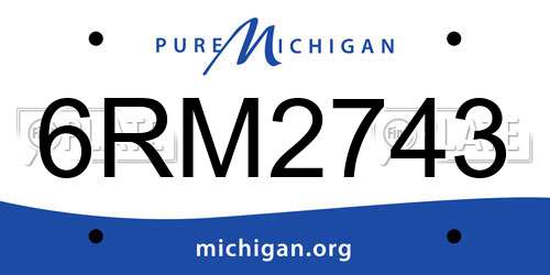 6RM2743 Michigan License Plate
