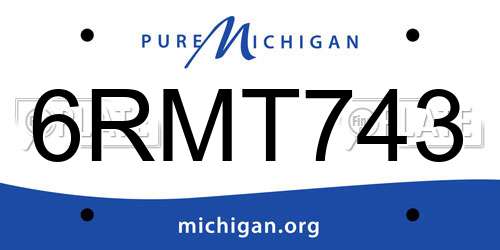 6RMT743 Michigan License Plate