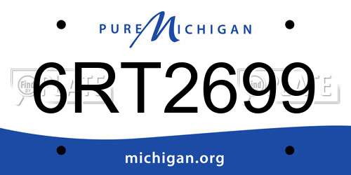 6RT2699 Michigan License Plate