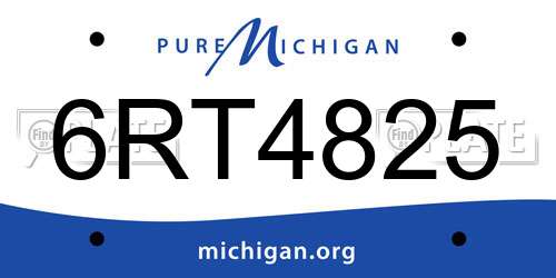 6RT4825 Michigan License Plate