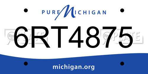 6RT4875 Michigan License Plate