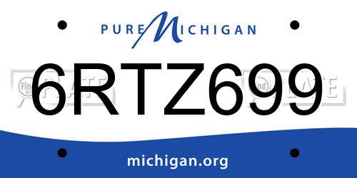 6RTZ699 Michigan License Plate
