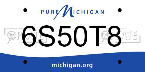 6S50T8 Michigan License Plate