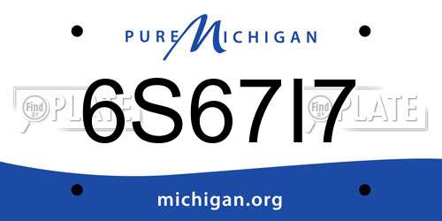 6S67I7 Michigan License Plate