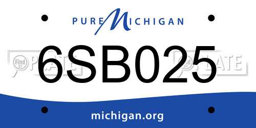 6SB025 Michigan License Plate