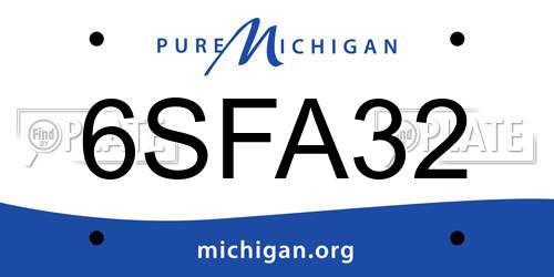 6SFA32 Michigan License Plate