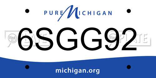 6SGG92 Michigan License Plate
