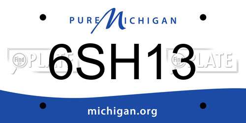 6SH13 Michigan License Plate
