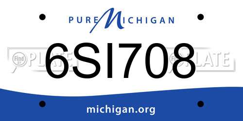 6SI708 Michigan License Plate
