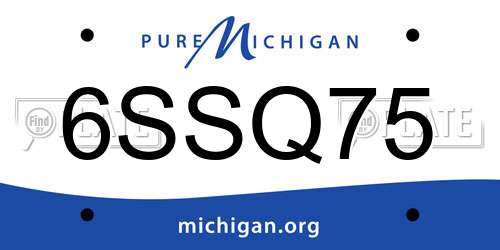 6SSQ75 Michigan License Plate