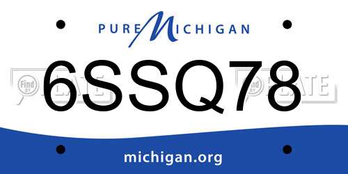 6SSQ78 Michigan License Plate