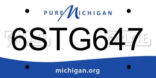 6STG647 Michigan License Plate