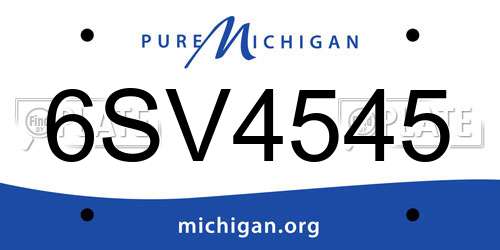 6SV4545 Michigan License Plate