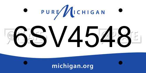 6SV4548 Michigan License Plate