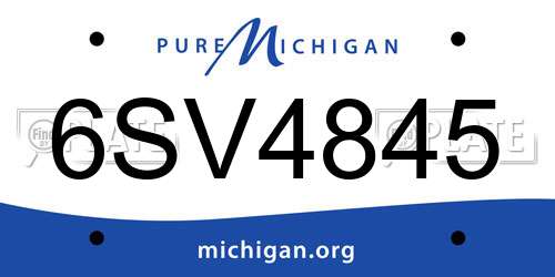 6SV4845 Michigan License Plate