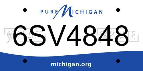 6SV4848 Michigan License Plate