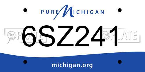 6SZ241 Michigan License Plate
