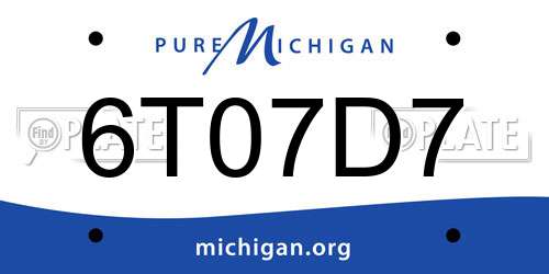 6T07D7 Michigan License Plate