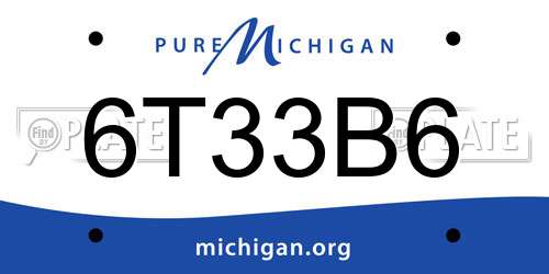 6T33B6 Michigan License Plate