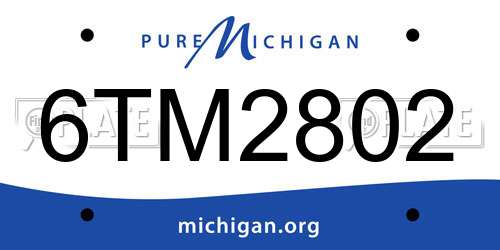 6TM2802 Michigan License Plate