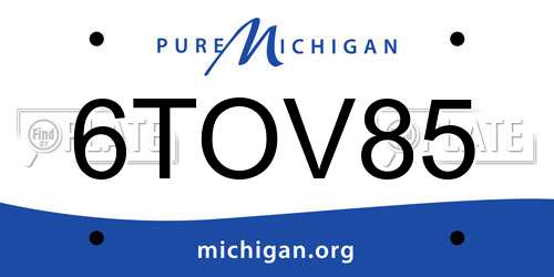 6TOV85 Michigan License Plate