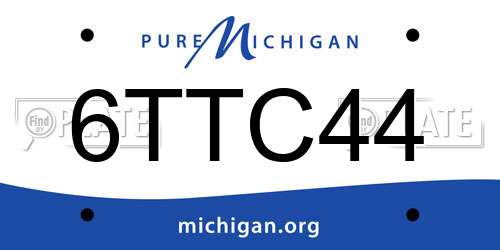 6TTC44 Michigan License Plate