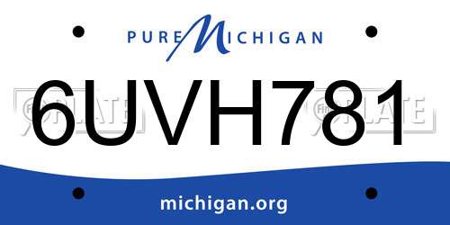6UVH781 Michigan License Plate