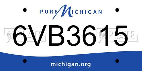 6VB3615 Michigan License Plate