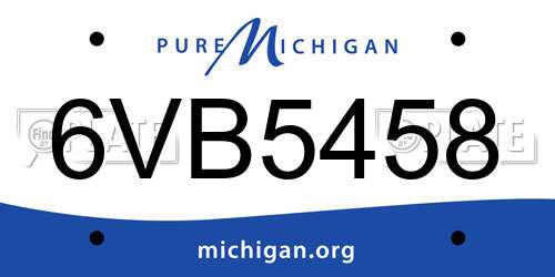 6VB5458 Michigan License Plate