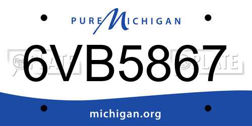 6VB5867 Michigan License Plate