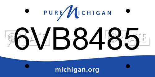 6VB8485 Michigan License Plate