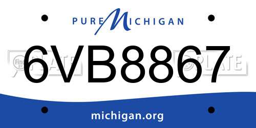 6VB8867 Michigan License Plate