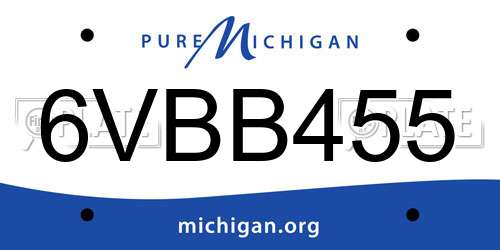 6VBB455 Michigan License Plate