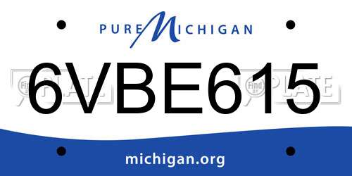 6VBE615 Michigan License Plate