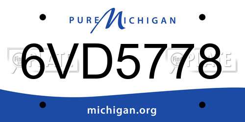 6VD5778 Michigan License Plate